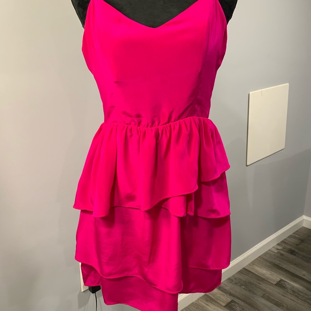 Hot Pink Cocktail Dress Size Large 100% Silk